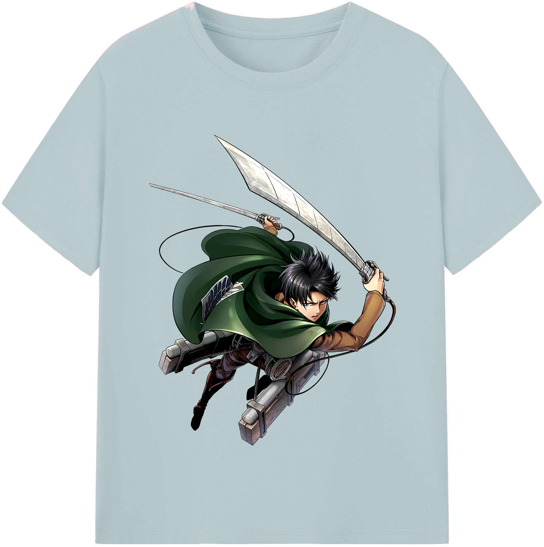 （画像用） 進撃の巨人 リヴァイ·アッカーマン Attack on Titan Levi Ackerman 綿100％半袖Tシャツ（フロントプリント）